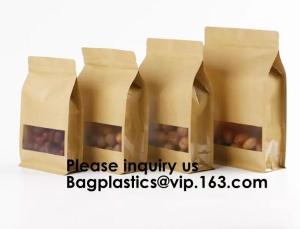 Wholesale Kraft Bags With Window, Resealable Large Kraft Zip lockk Food Storage Bags,Storing Food,Nuts,Seeds,Beans,Tea Leaves, Coffe from china suppliers