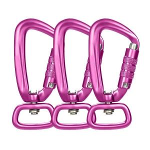 Wholesale Heavy Industry 4KN Black Auto Locking Aluminum Swivel Carabiner Snap Hook for Dog Leash from china suppliers