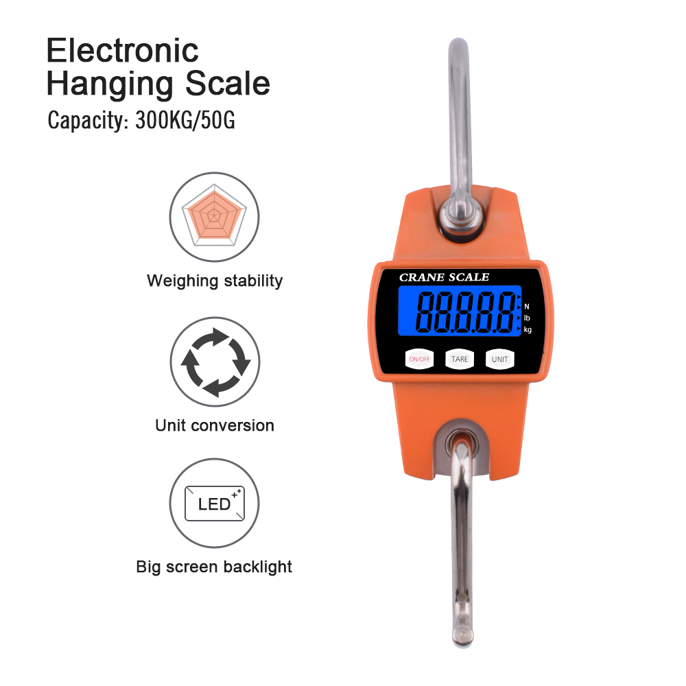 Digital Hook Scale LCD Smart Electronic Professional Waterproof Detachable Hook Industrial Scale Hanging Blue Orange