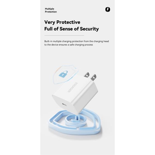 ESSAGER ES-CD30 Original Iphone Charger And Cable PD 20W USB C