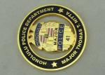 Soft Enamel Personalized Coins Honolulu Police Department , Gold Plating 3D Zinc