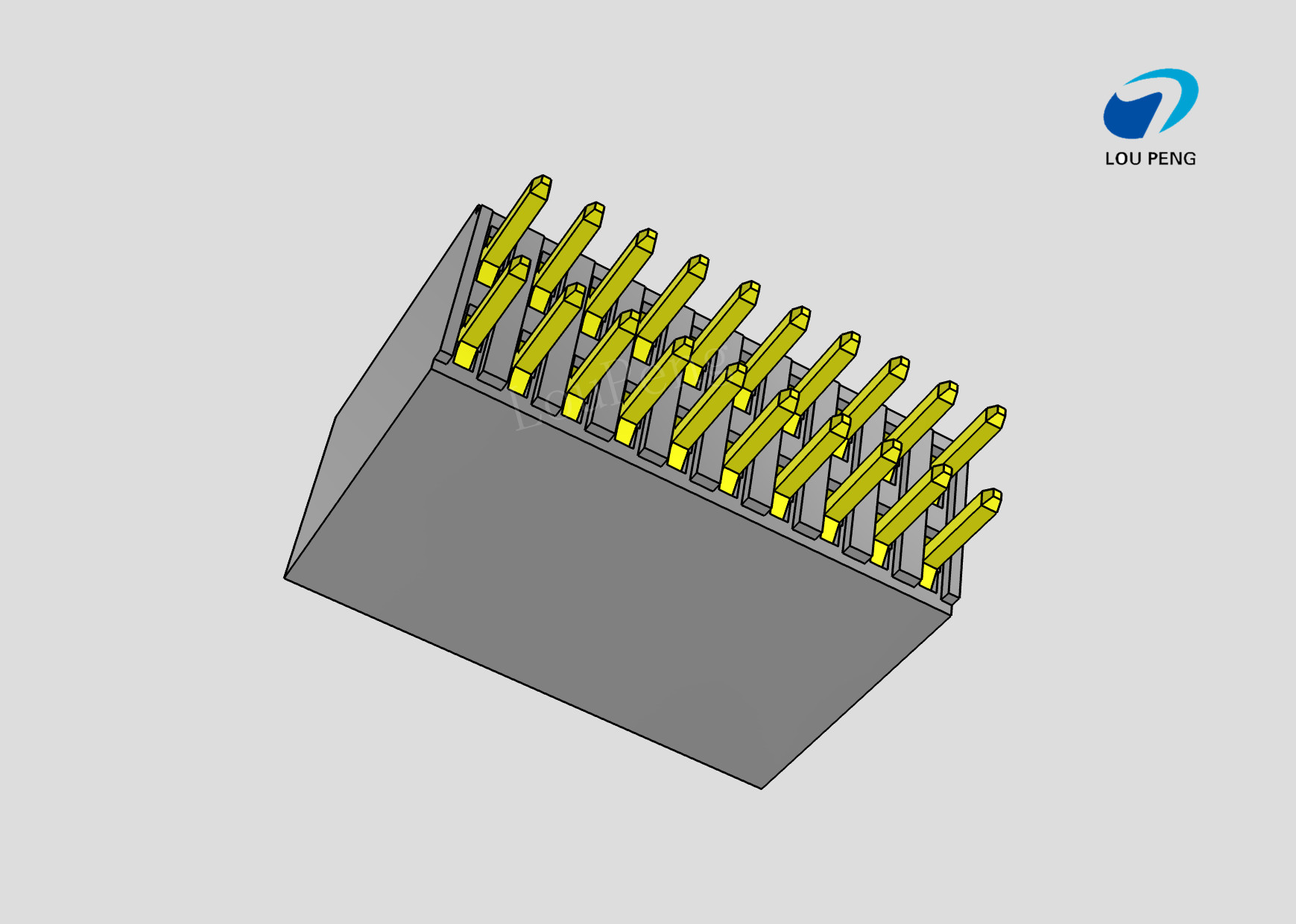 Female header, PCB Mount Receptacle, Vertical, Board-to-Board, 2X10 Position, 2.54mm Pitch, Shrouded, Gold Flash, DIP