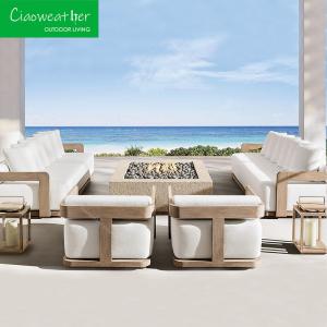 Wholesale Modern Design Style Wooden Sofa Set Waterproof Cushion Included for Hotel Luxury Outdoor Furniture from china suppliers