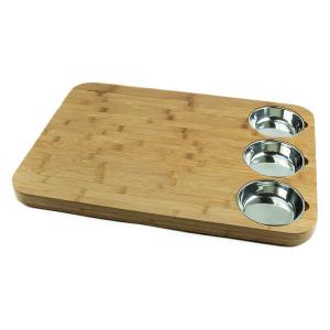 Wholesale Kitchen Moso Bamboo Butcher Block With Stainless Steel Bowls OEM from china suppliers
