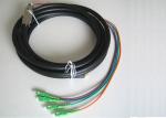 4cores Waterproof Fiber Optic Pigtail with SC UPC connectors , black Cable