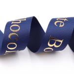 Single Face Style Custom 3D Gold Foil Printed Black Silk Gross Grain Grosgrain