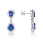 925 Sterling Silver Blue Color Tanzanite Stone Jewelry Double Pear Shaped