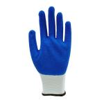 Blue Crinkled Latex Nylon Work Gloves Breathable Abrasion Resistant