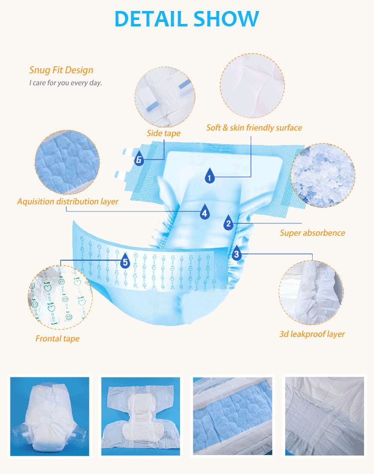 ISO9001 Certified Printed Adult Diaper Ultra Thick For Old People