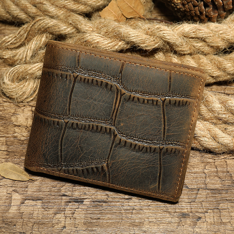High Qualtiy Minibook Crocodile Embossed Men's Leather Wallet