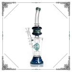 Gold Fume Recycler Water Bong 14 Inches Height Heady With Hole Percolator