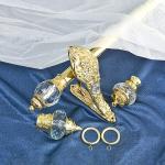 Luxury Gold 2 Meter Pipe Curtain Rods With Accessories 28mm Capped Crystal