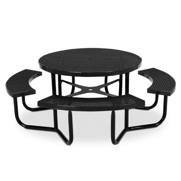Factory Custom Make Metal Picnic Table Galvanized Steel Picnic Table Garden Park Round Perforated Picnic Table