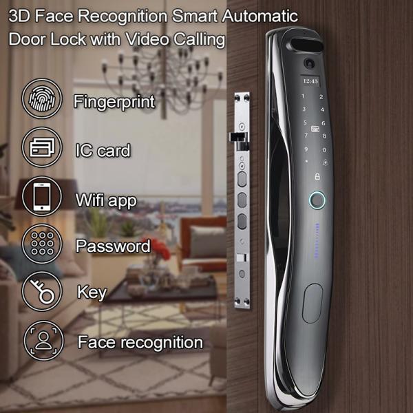Face ID Intelligent Tuya Door Lock Intercom IC Card App Controlled Smart Door