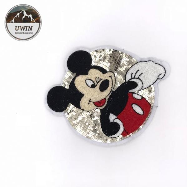 Cartoon Mouse Disney Embroidered Patches , Popular Disney Sew On Patches Custom