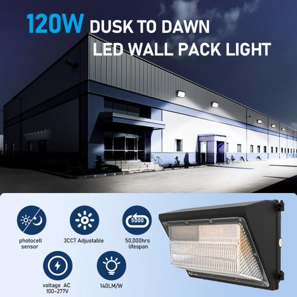 60W LED Wall Pack Light 140LM/W IP65 Waterproof Dimmable 0-10V