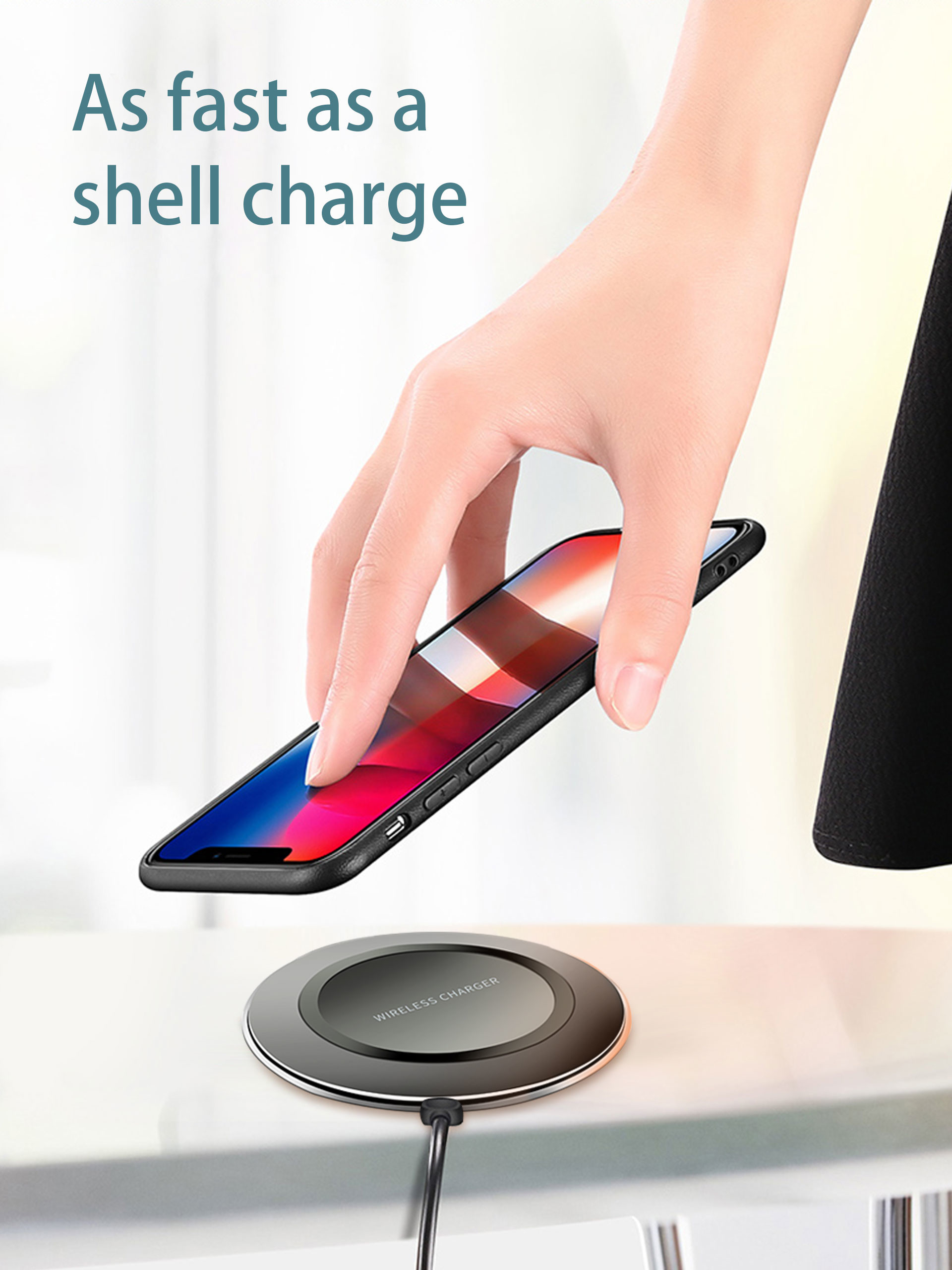 ABS PC 10W Iphone Portable Smartphone Charger Pad ROHS Approval