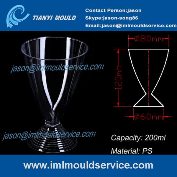 PS 200ml 7oz clear disposable red/white wine glasses /cup mould/plastic martini
