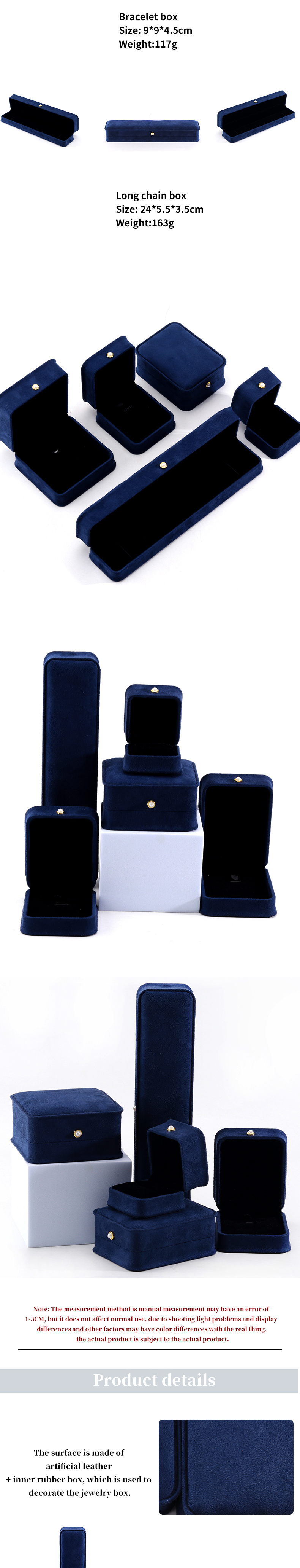 Velvet Material Handmade Jewelry Box for Bracelet Earrings Necklace Pearl Lock