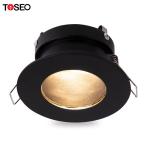 Black Round Fixed Recessed LED Downlight Fixtures Gu5.3 Cutting 70mm