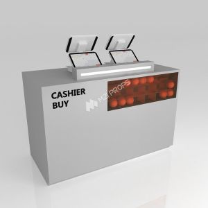 Wholesale Shop Cabinet Grey Wooden Cash Register Iron Structure Light Box For Trendy Shop Fitting And Premium Shop Design from china suppliers