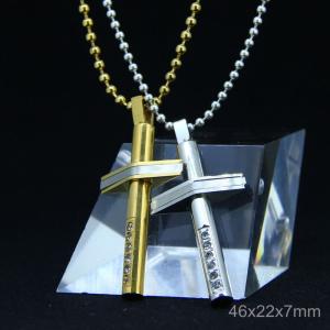 Wholesale Trendy Stainless Steel CZ Crystal Stones Inlay Cross Plus Symbol Necklace Pendant LDC05 from china suppliers