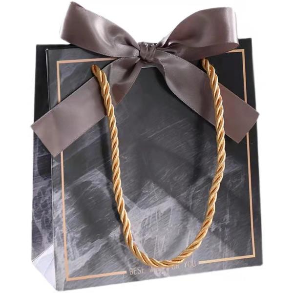 wholesale luxury foldable shopping bag custom logo black paper gift bag with