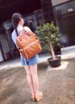 Brown PU Leather Baby Bag Backpack , Unisex Maternity Diaper Bags For Mom And