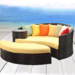 Luxury hotel outdoor wicker furniture PE rattan daybed seaside sunbed