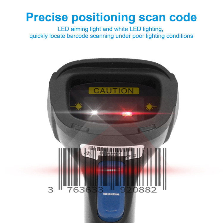 Handheld 2D Barcode Scanner Wired Gun USB 1D QR Code Reader With Stand