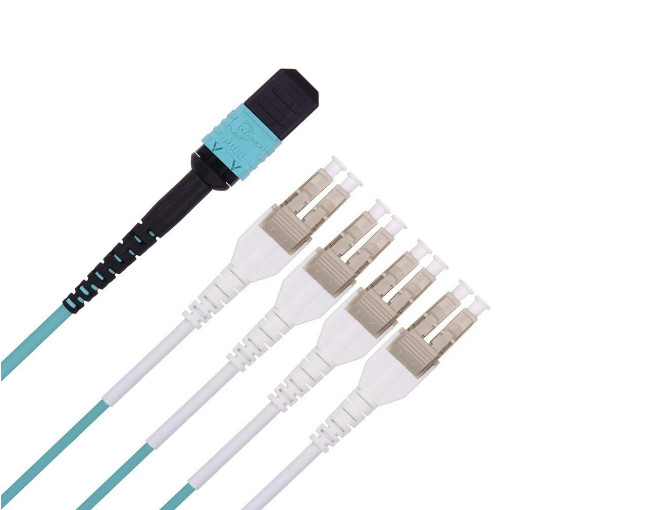 0.5 Meter 12 Core MPO / MTP Patch Cord Green Color OM2 / OM3 / OM4 Cable