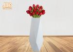 Modern Geometric Shaped Fiberglass Flower Pots With Glossy White / Matte White