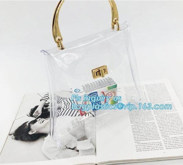 Fashion transparent handbags clear pvc shoulder bag large capacity tote bag for