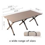 Lightweight Roll Up Folding Camping Coffee Table 6.70kg Wood Grain Color Metal