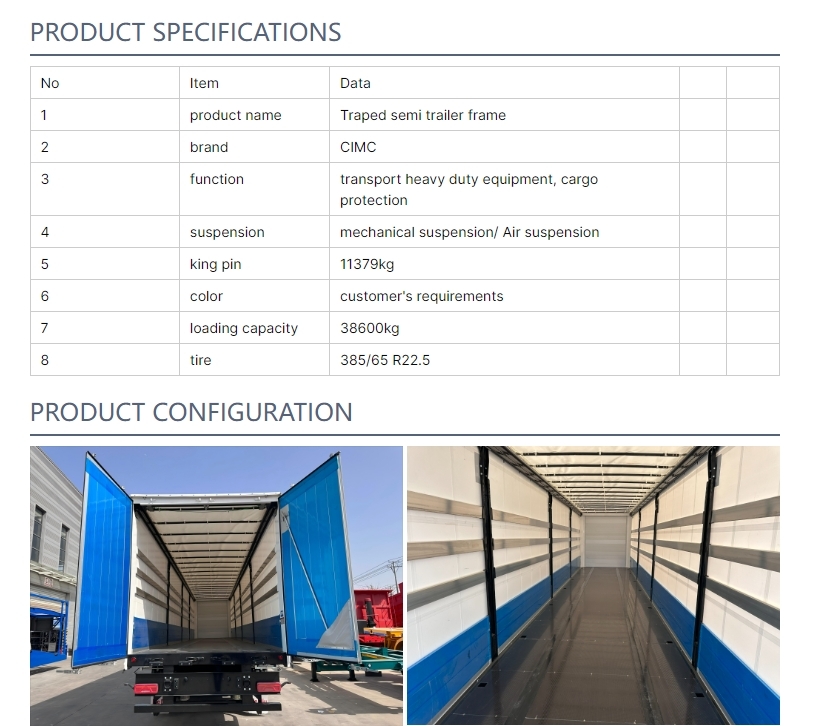 Versatile CIMC Tarped Semi-Trailer Frames Durable Customizable For Cargo Protection