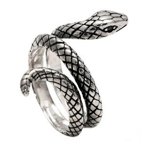 Wholesale Snake Style Simulated Garnet Eyes Scale Serpent Ring 925 Sterling Silver Band Ring(057738) from china suppliers