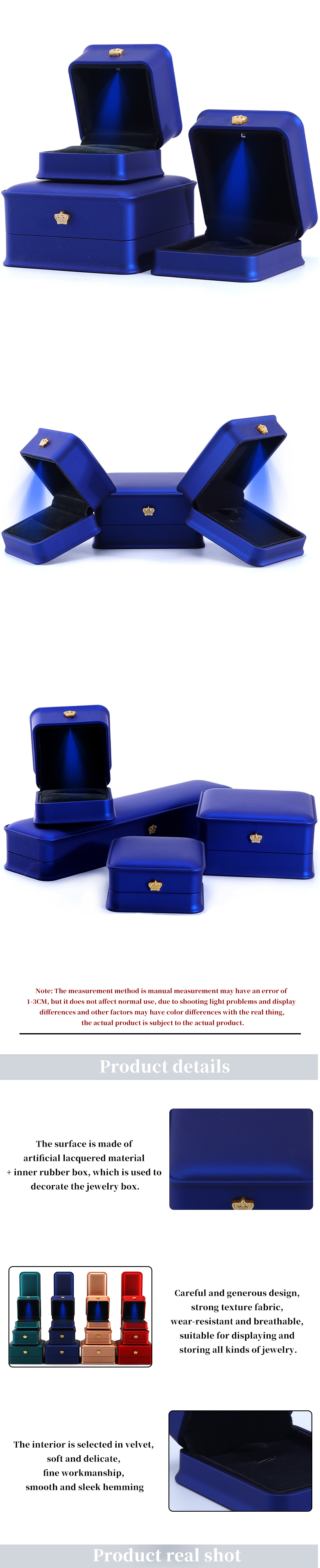 Custom Luxury Crown Jewelry Packaging Box with LED Light and Handmade Newest Design