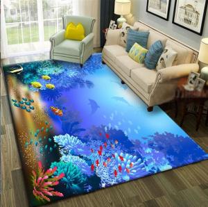 Wholesale 3D Printing Sea World Blending Crystal Velvet Living Room Floor Carpets 120*160cm from china suppliers