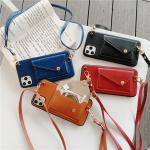 Neck Strap Phone Case , Leather Mobile Cover Adjustable Length Goes With A Card
