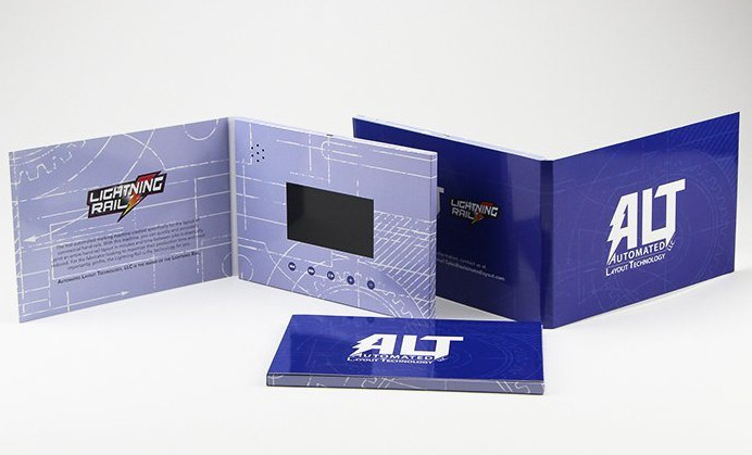Full print 4.3 inch video flyer,quality lcd video mailer card,digital video catalogue brochure