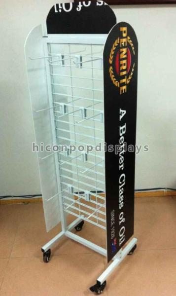 White Coated Wire Metal Supermarket Display Shelves Floor Standing With 4