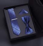 Custom Fashion High Quality Mens Red Necktie Tie Gift Set Hanky With Bowtie Clip