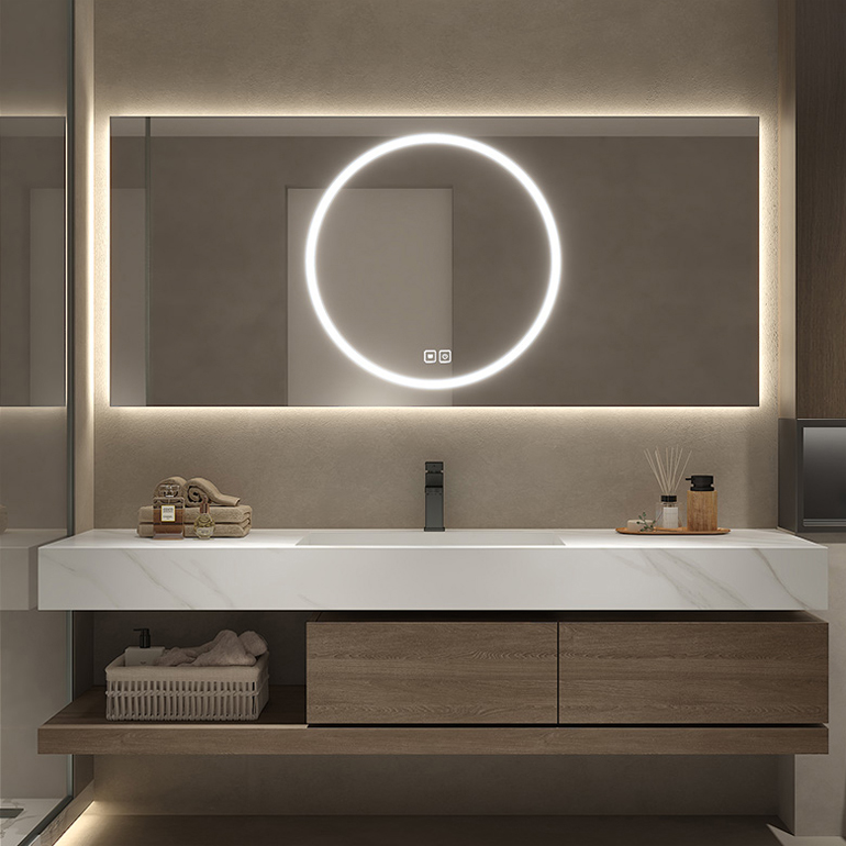 Particleboard Carcase Hotel Bathroom Vanities Modern Floating Ceramic Top Wall Hung