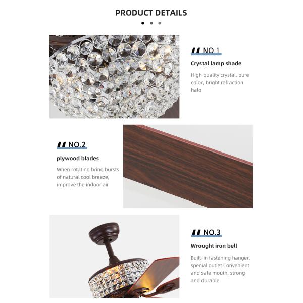 Super Bright five Blade 2000 Lumen Metal Blade Ceiling Fan For Kitchen 65Watt