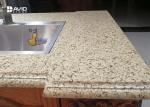 Vivid Beige Glossy Polished Sparkle Quartz Countertops Ogee Edge Good Color