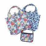 Stylish Folding Design Reusable Shopping Bags With Zipper Pouch Washable