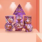 Orange Flowing Sand Purple Crystal Resin Polyhedral Dice Multi Noodle Tablet