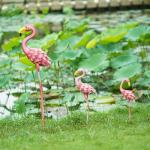 Outdoor Metal Pink Flamingo Lawn Ornaments Decorative Garden Decor