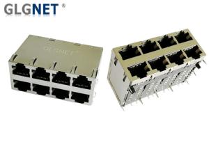Wholesale Female Ethernet Connector Magnetic POE RJ45 Network Jack 2x4 Stacked from china suppliers