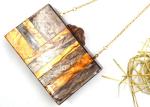 Brown Color Patent Clutch Bag , Small Size Acrylic Evening Bag For Summer